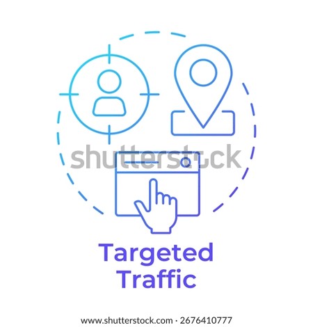 Targeted traffic blue gradient concept icon. Marketing strategy, audience. Customer demography. Round shape line illustration. Abstract idea. Graphic design. Easy to use in presentation, infographic