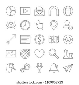 Targetin line icons set on white background.