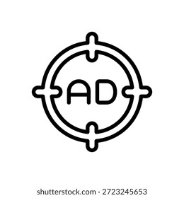 Icono de anuncios de segmentación, Vector de líneas