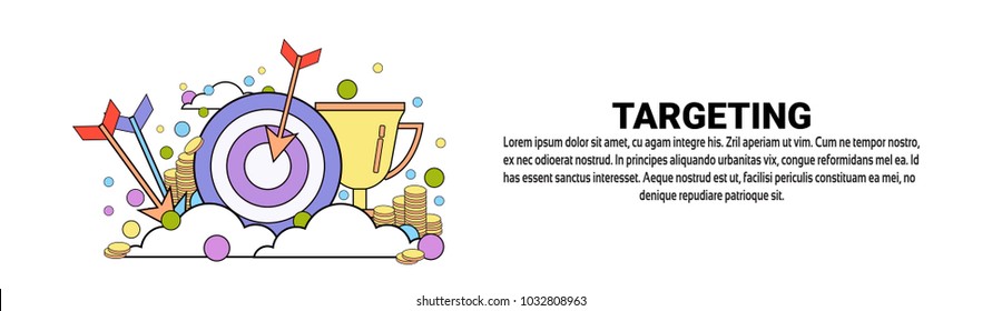 Targeting Business Goal Concept Horizontal Banner With Copy Space Flat Vector Illustration