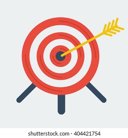 Targeting business vector concept. Flat icon. Target with arrow in center