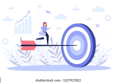 Targeting concept, business strategy.Flat vector illustration isolated on white background. Can use for web banner, infographics, web page.
