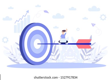 Targeting concept, business strategy.Flat vector illustration isolated on white background. Can use for web banner, infographics, web page.
