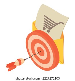 Targeting concept icon isometric vector. Target icon, marketing offer envelope. Electronic commerce
