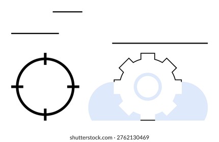 Targeting, efficiency, integration, workflow, innovation, system management. A circular target icon paired with a gear shape. Targeting and efficiency concepts highlighted in the design