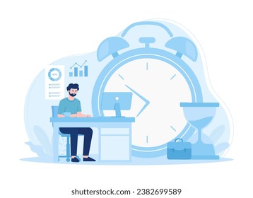 Targeting employee working hours trending concept flat illustration