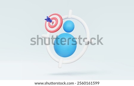Targeting employment 3D vector icon Account profile username Leadership management human resources vision development business growth consumer marketing Eps 10 vector. elements