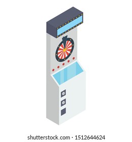 
Targeting game, electronic arcade dart wheel machine isometric design 
