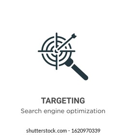 Targeting glyph icon vector on white background. Flat vector targeting icon symbol sign from modern search engine optimization collection for mobile concept and web apps design.