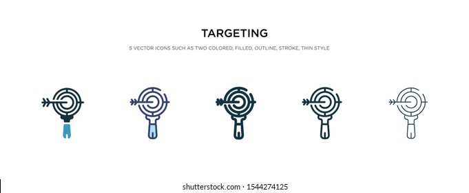 targeting icon in different style vector illustration. two colored and black targeting vector icons designed in filled, outline, line and stroke style can be used for web, mobile, ui