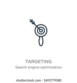 Targeting icon. Thin linear targeting outline icon isolated on white background from search engine optimization collection. Line vector sign, symbol for web and mobile