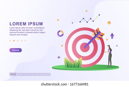 Targeting illustration concept with people character