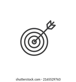 Icono de línea de destino. signo de estilo lineal para concepto móvil y diseño web. Destino con icono de vector de contorno de flecha. Símbolo, ilustración del logotipo. Gráficos vectoriales