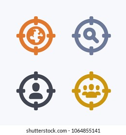 Targeting Methods - Glyph Icons. A set of 4 professional, pixel-aligned icons.