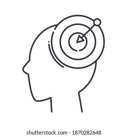 Targeting mind icon, linear isolated illustration, thin line vector, web design sign, outline concept symbol with editable stroke on white background.