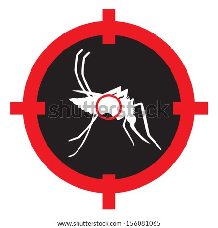 Targeting a Mosquito in the Dark. Isolated on white and can be Edited. 