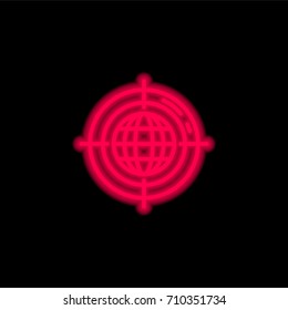 Targeting red glowing neon ui ux icon. Glowing sign logo vector