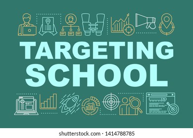 Targeting school pine word concepts banner. Presentation, website. Isolated lettering typography idea with linear icons. Digital marketing, business strategy vector outline illustration