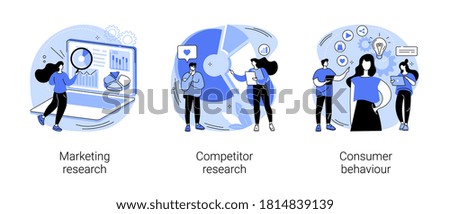 Targeting strategy abstract concept vector illustration set. Marketing research, competitor research, consumer behaviour, focus group, survey agency, target audience, analysis abstract metaphor.