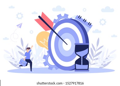 Targeting web banner, achieving success.Flat vector illustration isolated on white background. Can use for web banner, infographics, web page.
