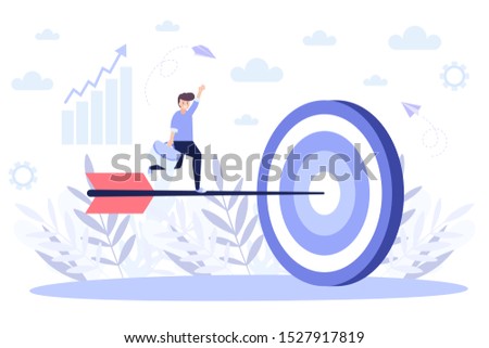 Targeting web banner, achieving success.Flat vector illustration isolated on white background. Can use for web banner, infographics, web page.
