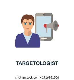 Targetologist flat icon. Color simple element from collection. Creative Targetologist icon for web design, templates, infographics and more