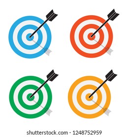 targets icon on white background. flat style. target concept icon for your web site design, logo, app, UI. the arrow hits the target. color target symbol.