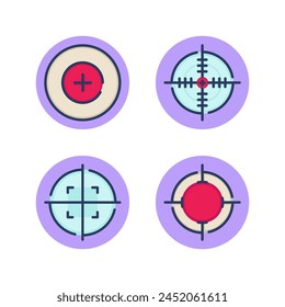 Targets line icon set. Sniper target, center point, point in optical focus. Focusing and aiming concept. Vector illustration for web design and apps