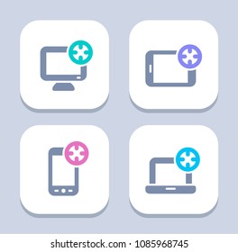 Targets On Devices - LED Duo Icons. A set of 4 professional, pixel-aligned icons.