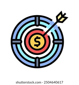Vector del icono del color del ingeniero de ventas técnico de objetivos. Signo del ingeniero de ventas técnico de objetivos