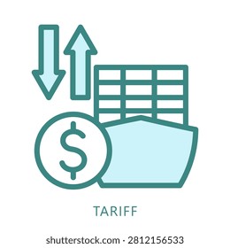 Tariff Dual Tone Icon. Mini Illustration For Modern Concept, Ui, Ux Web And App Development. Related To Export And Import, Business Logistics.
