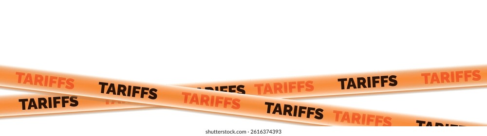 Tariff Finance Global Banner. Illustration Taxaion Embargo. International Economy Tariffs Increase Visualisation. Geopolitics Issue Sanction Banner. Protectionism Customs Duty. Trade War Caution Tape.