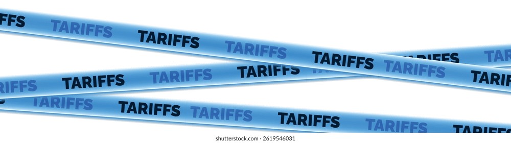 Tariff Finance Global Banner. Illustration Taxaion Embargo. International Economy Tariffs Increase Visualisation. Geopolitics Issue Sanction Banner. Protectionism Customs Duty. Trade War Caution Tape.