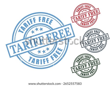 Tariff Free Grunge Rubber Stamp Collection, Duty-Free Trade Vector Set