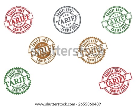 Tariff Free Rubber Stamp Collection, Import Duty Exempt Seal Vector Set