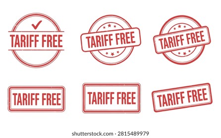 Tariff free rubber stamps in various shapes a red vector illustration collection duty tax exempt