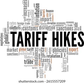 Tariff Hikes word cloud conceptual design isolated on white background.