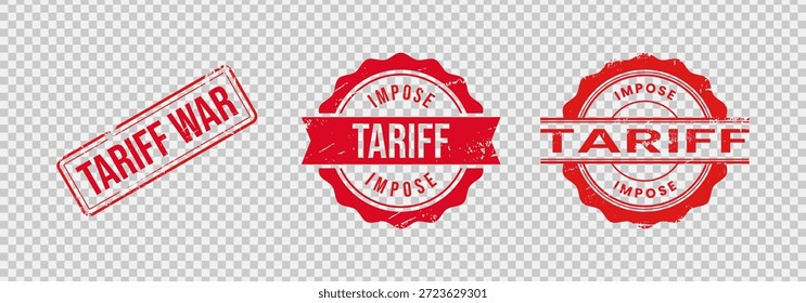 Sello de goma impuesto por arancel Diseño Grunge para Ilustración vectorial de sanciones comerciales