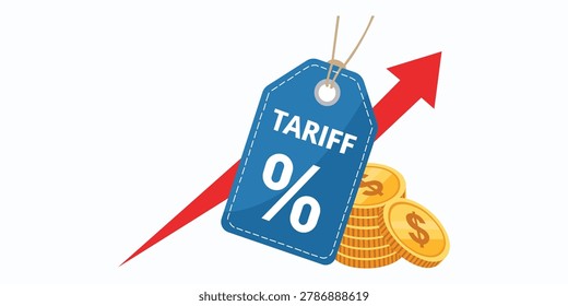 Tariff increase illustration featuring taxation economy price rise and financial growth concept for global trade and business design projects