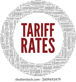 Tariff Rates word cloud conceptual design isolated on white background.