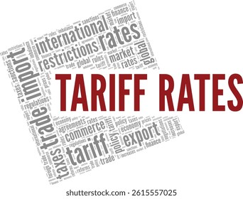 Tariff Rates word cloud conceptual design isolated on white background.