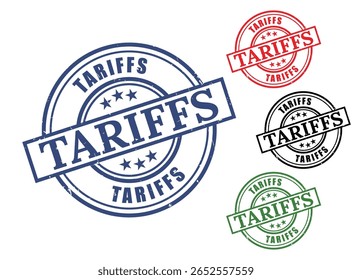 Tarifas Grunge Rubber Stamp Collection, Imposto de Importação Conjunto de Vetor de Direitos Aduaneiros