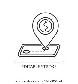 Tariffs pixel perfect linear icon. Trade barrier, international commerce restriction. Thin line customizable illustration. Contour symbol. Vector isolated outline drawing. Editable stroke