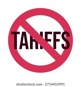 Tariffs Restriction Icon with Red Prohibition Sign in Flat Design