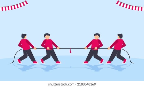 tarik tambang - translate tug of war competition on indonesia independence day