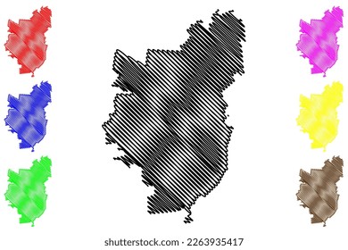 Tarimoro municipality (Free and Sovereign State of Guanajuato, Mexico, United Mexican States) map vector illustration, scribble sketch Tarimoro map