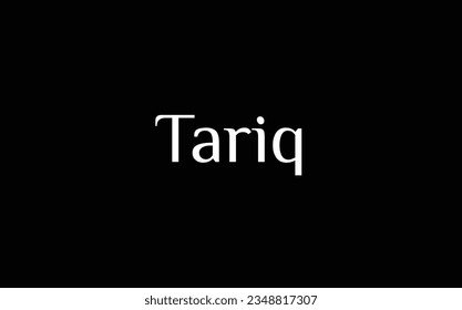 Tariq - Muslim name - Islamic name - beautiful font style - vector names in White Color on Black Background