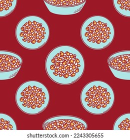 Taro ball. Chinese New year taro balls dessert vector illustration in doodle style.