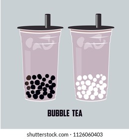 The Taro Bubble Tea, Pearl taro milk tea, black and white pearls is Taiwanese famous and popular drink vector .