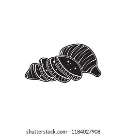 taro doodle icon flat black